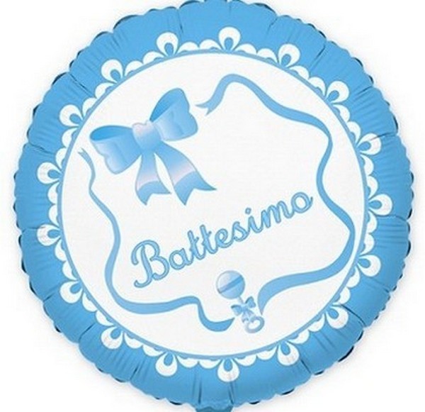 Palloncino 18 mylar Cuore Celeste Battesimo Bimbo