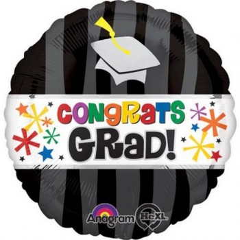 Palloncino Mylar Jumbo 81 cm. Congrats Grad Graduation Black