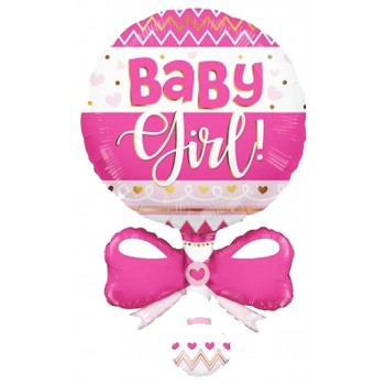 Palloncino Mylar Super Shape 91 cm. Girl - Baby Rattle Pink