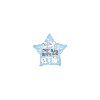 Palloncino Mylar Micro 10 cm. Boy - New Baby Son Star