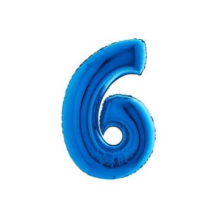 Palloncino Mylar Numero Medio Blu 6 - 36 cm.