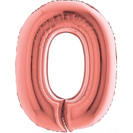 Palloncino Mylar Numero Maxi Rosa Antico 0 - 100 cm.