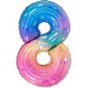 Palloncino Mylar Numero Maxi Arcobaleno 8 - 100 cm.