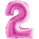 Palloncino Mylar Numero Medio Fucsia 2 - 36 cm.