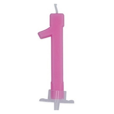 Candelina Fucsia 1 con supporto H. 7 cm.