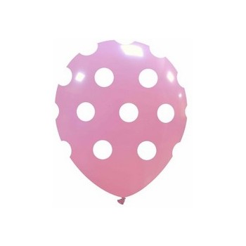 Palloncino in Lattice Rotondo 12,5 cm. Stampa Pois Rosa