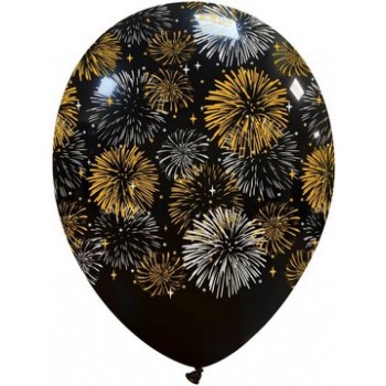 Palloncino in Lattice Rotondo 30 cm. Stampa Anno Nuovo Fuoco d'Artificio