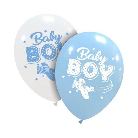 Palloncino in Lattice Rotondo 30 cm. Stampa Baby Boy Aeroplano