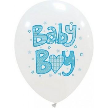 Palloncino in Lattice Rotondo 30 cm. Stampa Baby Boy