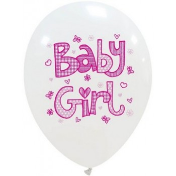 Palloncino in Lattice Rotondo 30 cm. Stampa Baby Girl