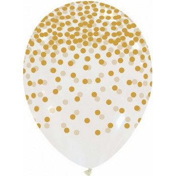 Palloncino in Lattice Rotondo 30 cm. Stampa Coriandoli Oro