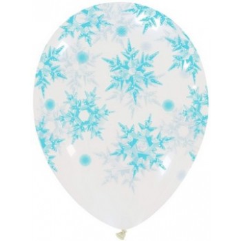 Palloncino in Lattice Rotondo 30 cm. Stampa Fiocchi di Neve Trasparente