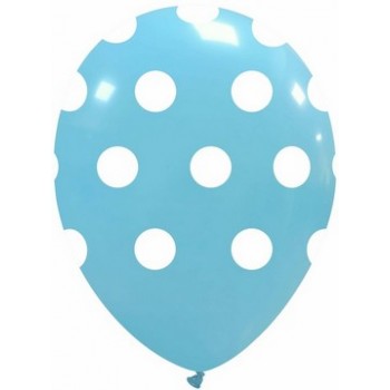 Palloncino in Lattice Rotondo 30 cm. Stampa Pois Azzurro