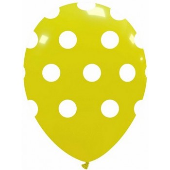 Palloncino in Lattice Rotondo 30 cm. Stampa Pois Giallo