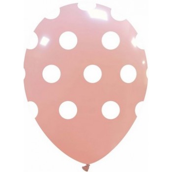 Palloncino in Lattice Rotondo 30 cm. Stampa Pois Rosa Macaron