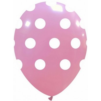 Palloncino in Lattice Rotondo 30 cm. Stampa Pois Rosa