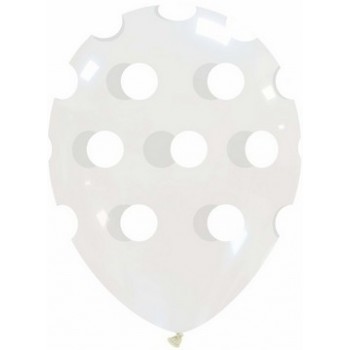 Palloncino in Lattice Rotondo 30 cm. Stampa Pois Trasparente