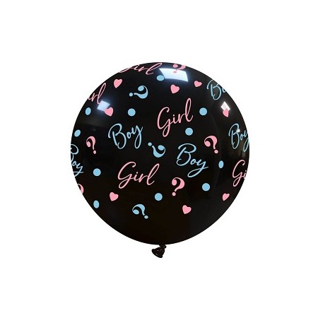 Palloncino in Lattice Rotondo 60 cm. Stampa Boy Or Girl? Nero