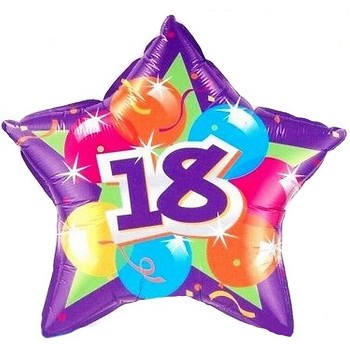 Palloncino Mylar 45 cm. 18° Birthday Purple Shinning Star