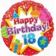 Palloncino Mylar 45 cm. 18° Happy Birthday