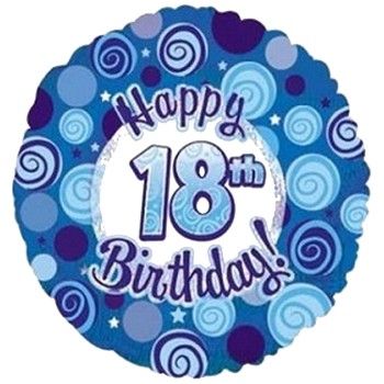 Palloncino Mylar 45 cm. 18° Happy Birthday Blue Dazzeloon 