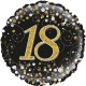 Palloncino Mylar 45 cm. 18° Sparkling Fizz Birthday Black & Gold Holographic