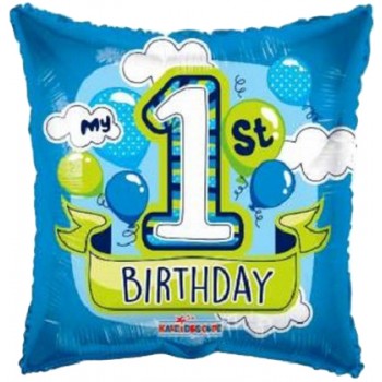 Palloncino Mylar 45 cm. 1st Birthday Boy Balloons Gellibean