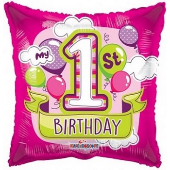 Palloncino Mylar 45 cm. 1st Birthday Girl Balloons Gellibean