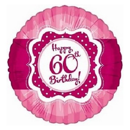 Palloncino Mylar 45 cm. 60° Happy Birthday Pink 