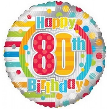 Palloncino Mylar 45 cm. 80° Birthday Dots & Lines