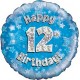 Palloncino Mylar 45 cm. Age 12° Happy Birthday Blue Holographic