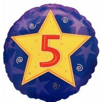 Palloncino Mylar 45 cm. Age 5° Star Blue Birthday