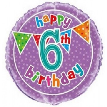 Palloncino Mylar 45 cm. Age 6° Polka Dot Birthday 6°