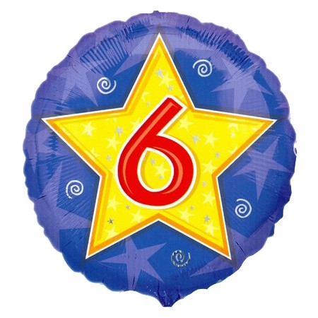 Palloncino Mylar 45 cm. Age 6° Star Blue Birthday