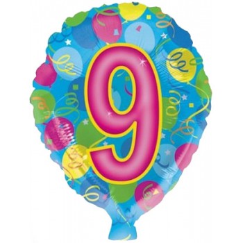 Palloncino Mylar 45 cm. Age 9° Shaped