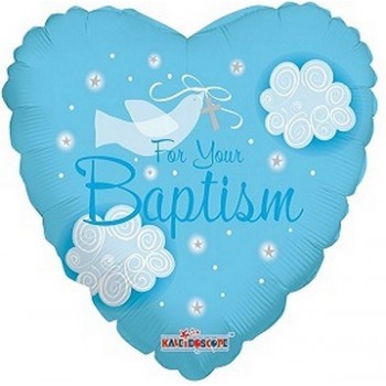 Palloncino Mylar 45 cm. Bimbo - Il Mio Battesimo Boy Dove Heart