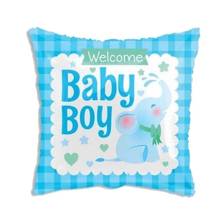 Palloncino Mylar 45 cm. Boy - Square Baby Boy Little Elephant