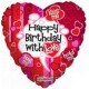 Palloncino Mylar 45 cm. C - Happy Birthday With Love Heart