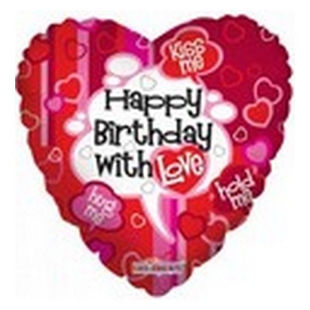 Palloncino Mylar 45 cm. C - Happy Birthday With Love Heart