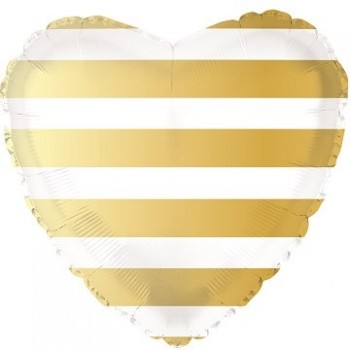 Palloncino Mylar 45 cm. C. Strisce Gold Heart