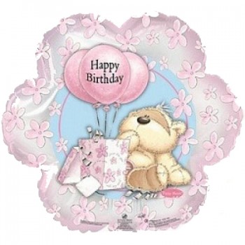 Palloncino Mylar 45 cm. F - Happy Birthday Day Pink Flower Fizzy Moon 