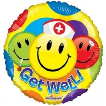 Palloncino Mylar 45 cm. Get Well Smiley