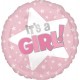 Palloncino Mylar 45 cm. Girl - It's A Girl Pink Star