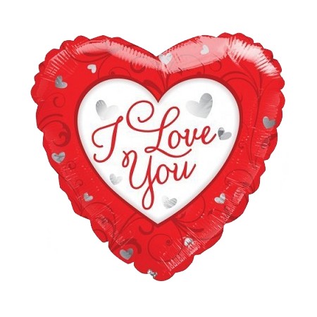 Palloncino Mylar 45 cm. I Love You Red / White