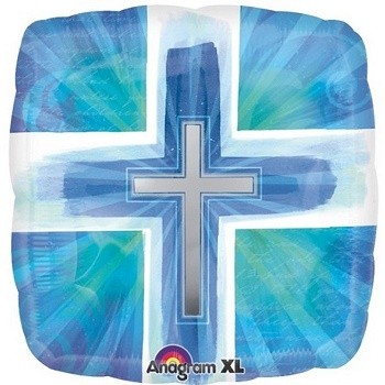 Palloncino Mylar 45 cm. Joyous Cross Blue Verses