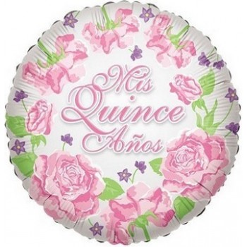 Palloncino Mylar 45 cm. Mis Quince Globo Con Rosas