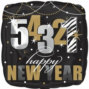 Palloncino Mylar 45 cm. New Year Countdown 1 Zebra Print