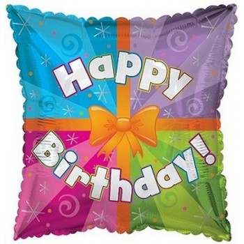 Palloncino Mylar 45 cm. Q - Happy Birthday Day Colorfull Present