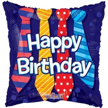 Palloncino Mylar 45 cm. Q - Happy Birthday Ties