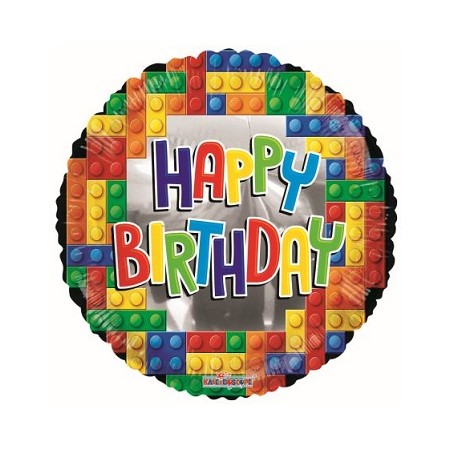 Palloncino Mylar 45 cm. R - Birthday Building Bricks